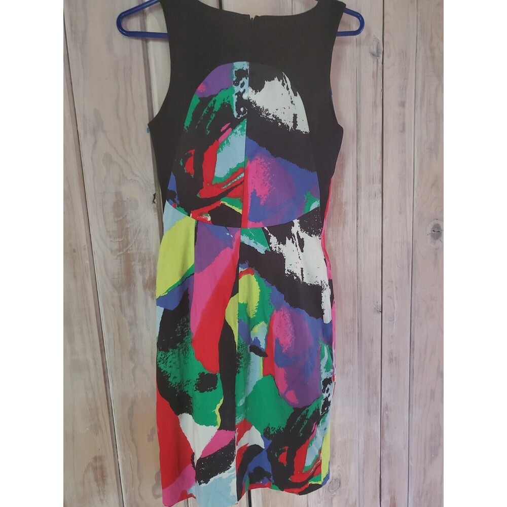 Black Halo Colorful Abstract Chest Cut Out Sheath Dress Size 4